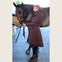 Chocolate Brown Duck Down Riding Coat with Velvet Collar