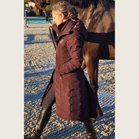 Chocolate Brown Duck Down Riding Coat with Velvet Collar