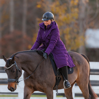 Deep Purple Duck Down Riding Coat with velvet collar