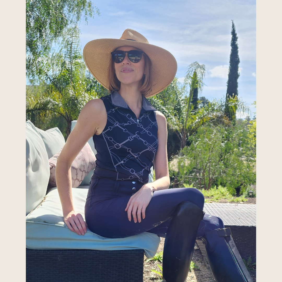 Sleeveless Navy and Silver Riding Shirt