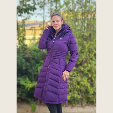 Deep Purple Duck Down Riding Coat with velvet collar