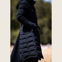 Black Duck Down Riding Coat with Velvet Collar